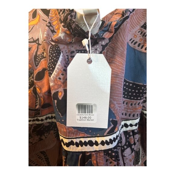 Cleobella NWT Karla Blouse Abstract Boho Balloon Sleeve Multicolor - Picture 9 of 9